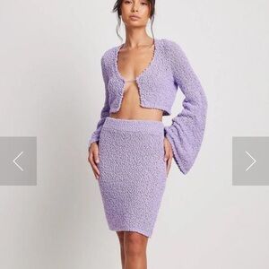 Lilac Textured top and Skirt Set Women's